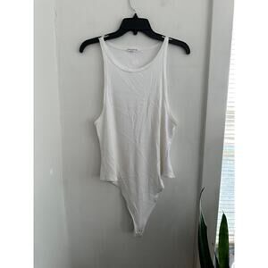 GOOD AMERICAN Women's White Plus Ribbed Bodysuit | Size 6 3XL